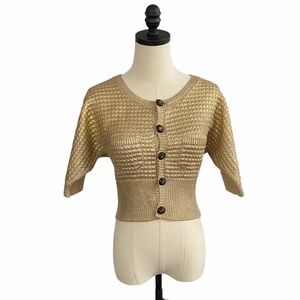 DSquared Metallic Gold Cropped Cardigan | M